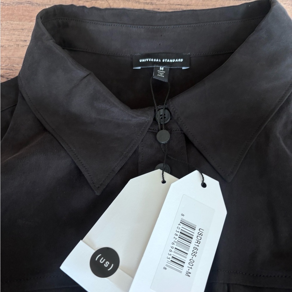 Universal Standard Black Shirt Dress 3/4 Sleeve - Picture 2 of 6